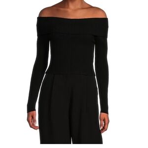 Alex Marie Off-Shoulder Black Sweater